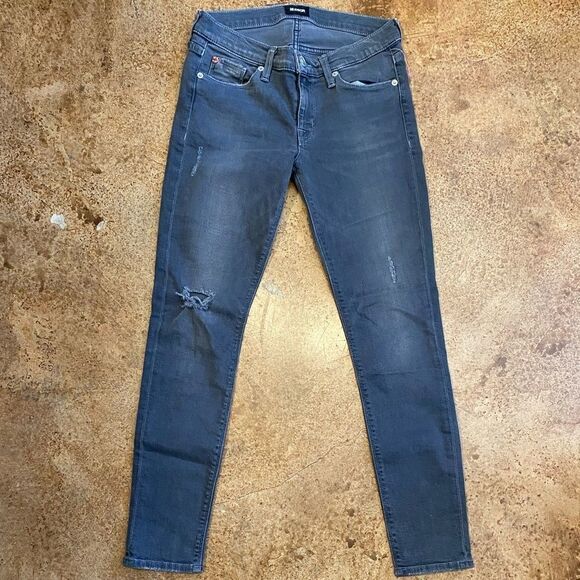 Hudson krista super skinny grey distressed ankle cropped jeans - Picture 2 of 8